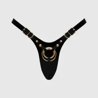 Трусики для страпона Strap-On-Me Leatherette Harness Fabulous - One Size - Black Glossy — Переглянути зображення 1