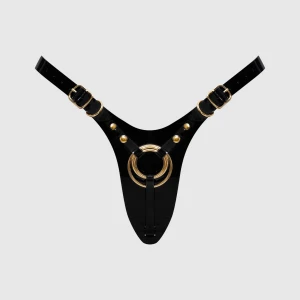 Трусики для страпона Strap-On-Me Leatherette Harness Fabulous - One Size - Black Glossy