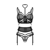 Комплект Obsessive Premisis Black 3-pcs crotchless set S/M