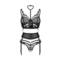 Комплект Obsessive Premisis Black 3-pcs crotchless set S/M — Просмотреть изображение 2
