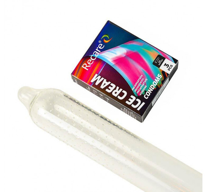 Презервативи Holographic Recare Ice Cream Big Dotted Condoms 3 шт, з пухирцями, аромат: морозиво