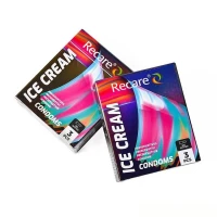 Презервативи Holographic Recare Ice Cream Big Dotted Condoms 3 шт, з пухирцями, аромат: морозиво — Просмотреть изображение 3