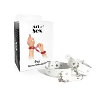 Наручники із натуральної шкіри Art of Sex - Eva, колір білий — Переглянути зображення 2