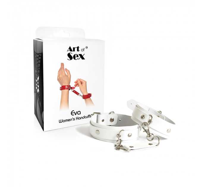 Наручники із натуральної шкіри Art of Sex - Eva, колір білий