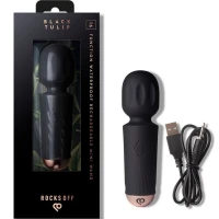 Вібромасажер Rocks Off Mini Wand Black Tulip, 16 режимів — Переглянути зображення 5