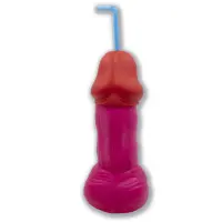 Коктейльна склянка-пеніс з кришкою та трубочкою Diverty Sex Fuchsia — Переглянути зображення 1