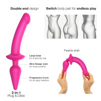 Анальная пробка с дилдо Strap-On-Me SWITCH PLUG-IN SEMI-REALISTIC DILDO FUCHSIA - L (мятая упаковка)