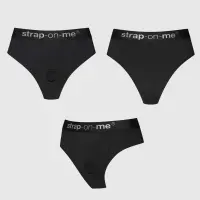 Трусики-бразиліана з фіксацією дилдо Strap-On-Me Harness Lingerie Idole – S – Black, високі — Переглянути зображення 2