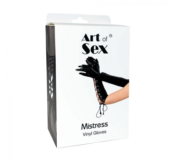 Лаковані рукавички зі шнурівкою Art of Sex - Mistress, червоні, розмір L