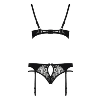 Комплект білизни Passion PAULINE SET S/M, black, стрепи, ліф, стрінги і пояс для панчох — Переглянути зображення 6