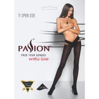 Еротичні колготки Passion TIOPEN 005 3/4 (60 den), nero, з вирізом, оригінальний пояс — Переглянути зображення 5