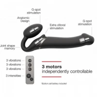Безремінний страпон з вібрацією Strap-On-Me Vibrating Black M, діаметр 3,8см, пульт ДК, регульований — Просмотреть изображение 8