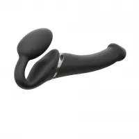 Безремінний страпон з вібрацією Strap-On-Me Vibrating Black M, діаметр 3,8см, пульт ДК, регульований — Просмотреть изображение 1