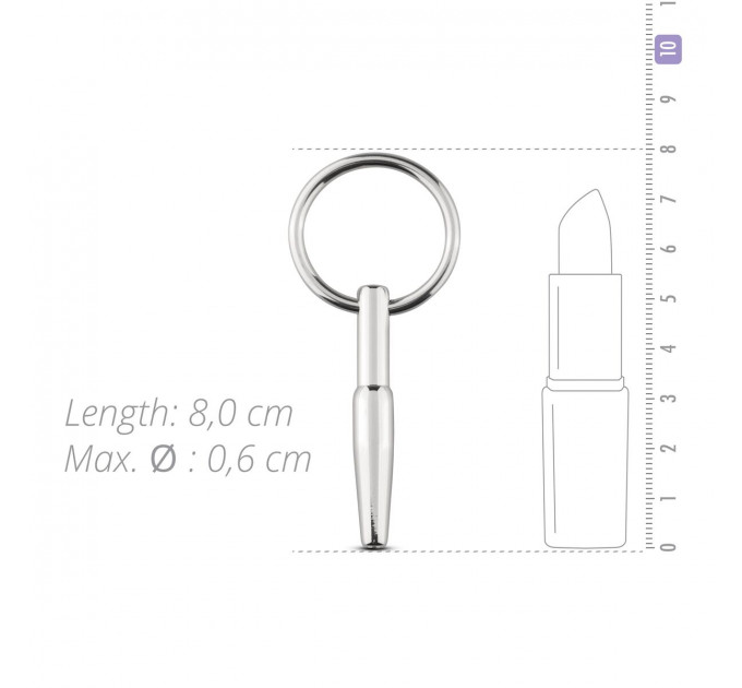 Порожнинний уретральний стимулятор Sinner Gear Unbendable – Hollow Penis Plug, довжина 4см, діам.8мм