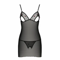 Сорочка з вирізами на грудях, стрінги Passion LOVELIA CHEMISE XXL/XXXL, black — Переглянути зображення 5
