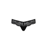 Мереживні трусики-танга з атласним бантиком Passion NAJA THONG S/M, black
