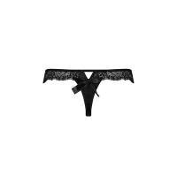 Мереживні трусики-танга з атласним бантиком Passion NAJA THONG S/M, black — Переглянути зображення 6