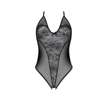 Боді з ажурним декором та відкритим кроком Passion URSULA BODY L/XL, black — Переглянути зображення 3