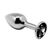 Металева анальна пробка з кристалом Alive Mini Metal Butt Plug Black L — Переглянути зображення 1
