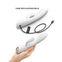 Вібратор-кролик з підігрівом Dorcel FLEXI RABBIT WHITE, гнучкий стовбур — Переглянути зображення 4