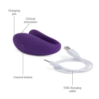 Недорогий вібратор для пар We-Vibe Unite Purple, однокнопковий пульт ДК — Переглянути зображення 4