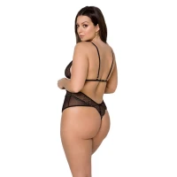 Боді Passion AMBERLY BODY 6XL/7XL black, асиметричний крій, мереживний ліф, золота нитка — Переглянути зображення 2