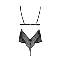 Боді Passion AMBERLY BODY 6XL/7XL black, асиметричний крій, мереживний ліф, золота нитка — Переглянути зображення 4