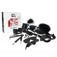 Набір BDSM Art Of Sex – Maxi BDSM Set Leather, 13 предметів, чорний, натуральна шкіра — Переглянути зображення 3
