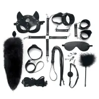 Набір BDSM Art Of Sex – Maxi BDSM Set Leather, 13 предметів, чорний, натуральна шкіра — Переглянути зображення 1