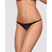 Мереживні танги з двома отворами Obsessive 831-THC-1 crotchless thongL/XL, чорні, бантики — Переглянути зображення 1