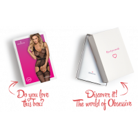 Бодістокінг Obsessive Bodystocking F217 S/M/L, елегантний силуетний малюнок, імітація панчіх — Переглянути зображення 7