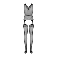 Бодістокінг Obsessive Bodystocking F217 S/M/L, елегантний силуетний малюнок, імітація панчіх — Переглянути зображення 6