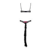 Еротичний костюм гепарду Obsessive Gepardina 3 pcs costume S/M, чорний, хутряне оздоблення, монокіні — Переглянути зображення 6