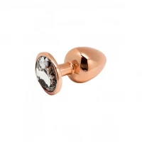 Металева анальна пробка Wooomy Tralalo Rose Gold Metal Plug Size M, діаметр 3,4 см, довжина 8 см — Переглянути зображення 1