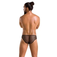 Чоловічі труси зі шнурівкою Passion 035 SLIP RICHARD L/XL Black, екошкіра, сітка — Просмотреть изображение 4