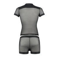 Комплект сітчастої чоловічої білизни Passion 052 SET MICHAEL 2XL/3XL black сорочка, боксери заклепки — Переглянути зображення 10