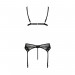 Комплект білизни Passion NESSY SET L/XL black, бюстгальтер, пояс для панчіх, стрінги