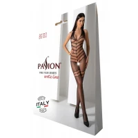 Бодістокінг з плетінням на животику Passion BS100 One Size, black, декоративний шов, з доступом — Переглянути зображення 6