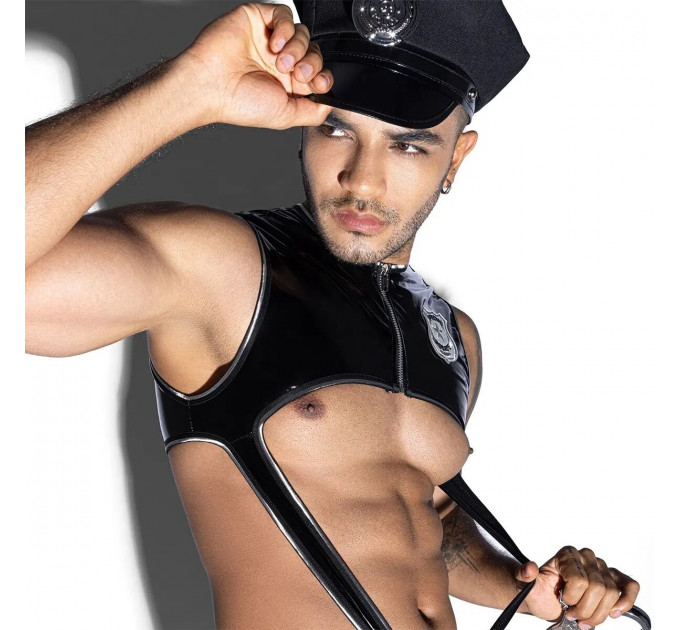 Чоловічий еротичний костюм поліцейського JSY «Відважний Луї» One Size, боді, кепка, наручники