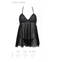 Пеньюар Passion KERRIA CHEMISE black, L/XL, мереживний верх, трусики в комплекті — Переглянути зображення 5