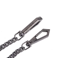 Нашийник з повідцем LOCKINK Tied Collar with Leash Set, чорний, ланцюг зі шкіряною петлею та карабіном — Переглянути зображення 8