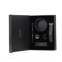 Нашийник з повідцем LOCKINK Tied Collar with Leash Set, чорний, ланцюг зі шкіряною петлею та карабіном — Переглянути зображення 1