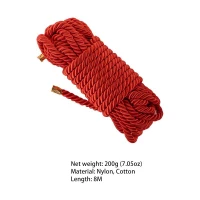 Мотузка для шибарі LOCKINK SEVANDA Shibari Pratice Rope, червона, 8 м, нейлон+бавовна — Переглянути зображення 4