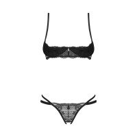 Комплект Obsessive Nutris 2-pcs crotchless set, XS/S, лиф с открытыми чашками, трусики с доступом