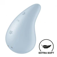 Вібратор для зовнішньої стимуляції Satisfyer Dew Drop Blue, 2 мотори, 12 режимів, м’який корпус — Переглянути зображення 1