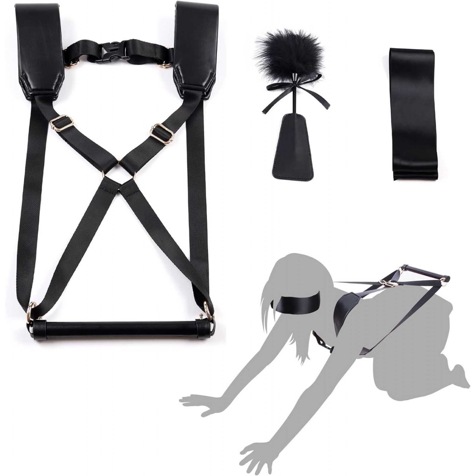 БДСМ-набор LOCKINK YEAHWOW Black Doggy Style Saddle set