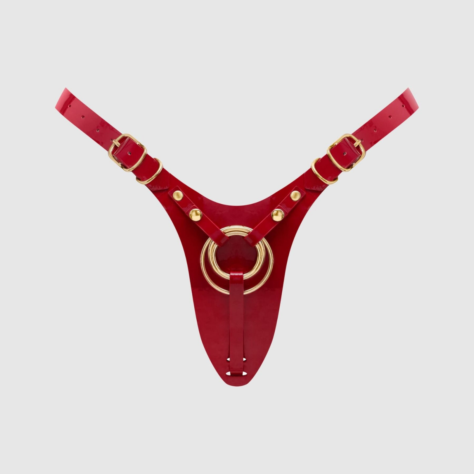 Трусики для страпона Strap-On-Me Leatherette Harness Fabulous - One Size - Red Glossy