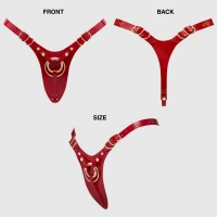 Трусики для страпона Strap-On-Me Leatherette Harness Fabulous - One Size - Red Glossy — Переглянути зображення 6