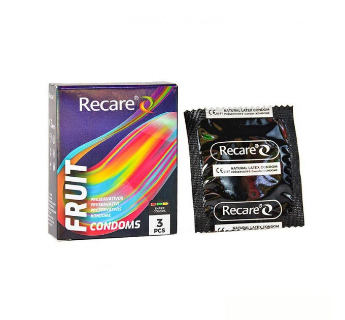 Презервативи Holographic Recare Fruit Flavour Condoms 3 шт, аромати: м'ята, банан, полуниця