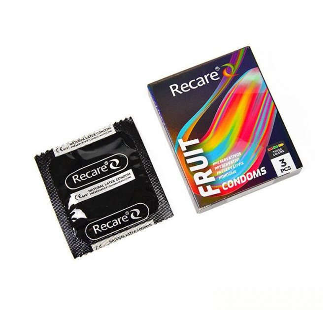 Презервативи Holographic Recare Fruit Flavour Condoms 3 шт, аромати: м'ята, банан, полуниця